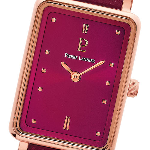 Montre Femme Ariane 050K955 en Acier Doré-Rose avec Cadran Framboise et Bracelet Cuir Femme PIERRE LANNIER 