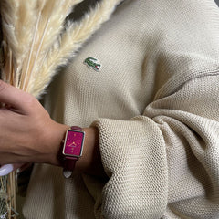Montre Femme Ariane 050K955 en Acier Doré-Rose avec Cadran Framboise et Bracelet Cuir Femme PIERRE LANNIER 