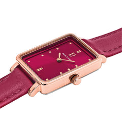 Montre Femme Ariane 050K955 en Acier Doré-Rose avec Cadran Framboise et Bracelet Cuir Femme PIERRE LANNIER 
