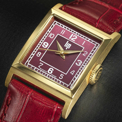 Montre femme Churchill C18 671622 – Boîtier rectangulaire en or, bracelet en cuir marron Femme LIP 