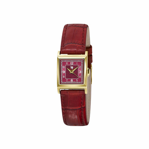 Montre femme Churchill C18 671622 – Boîtier rectangulaire en or, bracelet en cuir marron Femme LIP 