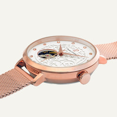 Montre Femme EOLIA Cadran Blanc 310F908 Bracelet Acier milanais Doré rose Femme PIERRE LANNIER 