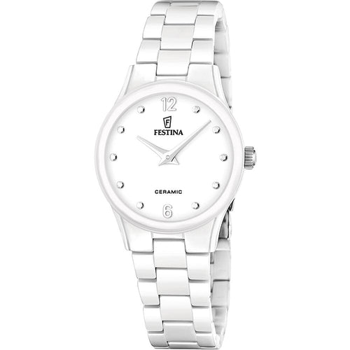 Montre femme Festina Ceramic F20751/1 à cadran blanc en céramique blanche – Design minimaliste et élégant Femme FESTINA 