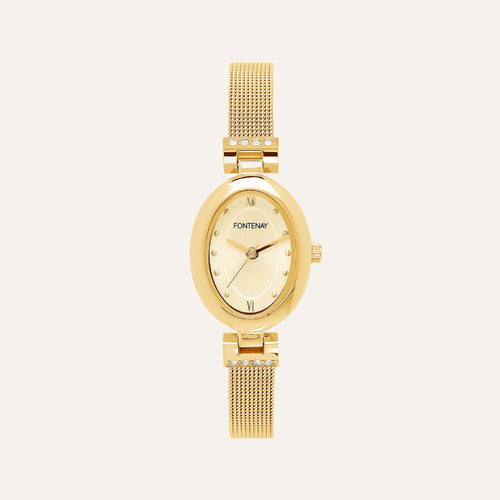 Montre Femme Fontenay Roxane FPB00303 Milanaise en Acier Doré Montres FONTENAY 