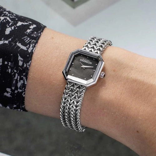 Montre Femme Herbelin Octogône 17436B49 en Acier et Nacre Noire Femme Michel Herbelin 