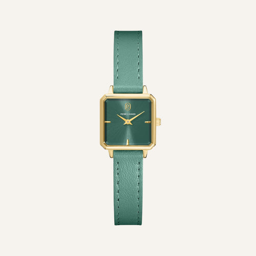 Montre Femme Leonor 072J577 en Acier Doré avec Cadran Vert et Bracelet Cuir Femme PIERRE LANNIER 