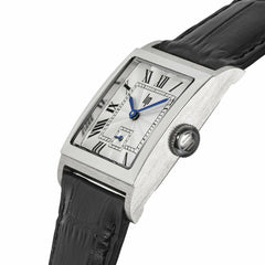 Montre femme Lip Churchill C26 671948, cadran argenté, bracelet en cuir noir – Design rectangulaire classique et élégant Femme LIP 
