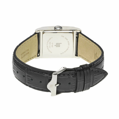 Montre femme Lip Churchill C26 671948, cadran argenté, bracelet en cuir noir – Design rectangulaire classique et élégant Femme LIP 