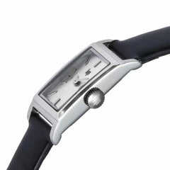Montre femme Lip Churchill T13 671931, cadran argenté, bracelet en cuir noir – Design rectangulaire fin et élégant Femme LIP 
