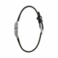 Montre femme Lip Churchill T13 671931, cadran argenté, bracelet en cuir noir – Design rectangulaire fin et élégant Femme LIP 
