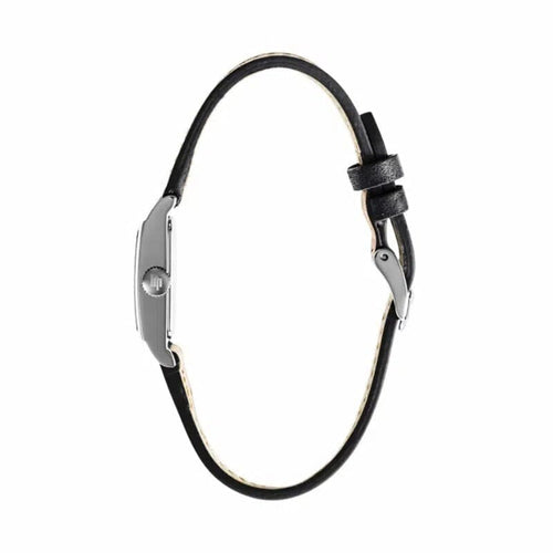 Montre femme Lip Churchill T13 671931, cadran argenté, bracelet en cuir noir – Design rectangulaire fin et élégant Femme LIP 
