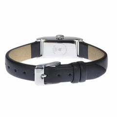 Montre femme Lip Churchill T13 671931, cadran argenté, bracelet en cuir noir – Design rectangulaire fin et élégant Femme LIP 