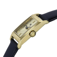 Montre femme Lip Churchill T13 671932, cadran doré, boîtier doré, bracelet en cuir noir – Design rectangulaire fin et élégant Femme LIP 