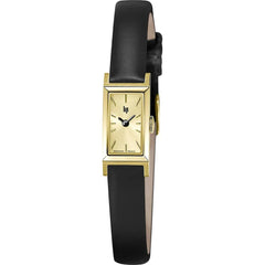 Montre femme Lip Churchill T13 671932, cadran doré, boîtier doré, bracelet en cuir noir – Design rectangulaire fin et élégant Femme LIP 