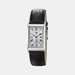 Montre femme Lip Churchill T24 671927, cadran argenté, bracelet en cuir noir – Design rectangulaire fin et classique Femme LIP 