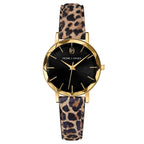 Montre Femme Multiples 010P539 en Acier Doré avec Cadran Noir et Bracelet Léopard Femme PIERRE LANNIER 