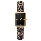 Montre Femme Pierre Lannier Ariane 006L539 Doré Cadran Noir Bracelet Cuir Léopard Femme PIERRE LANNIER 