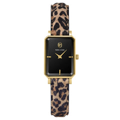Montre Femme Pierre Lannier Ariane 006L539 Doré Cadran Noir Bracelet Cuir Léopard Femme PIERRE LANNIER 