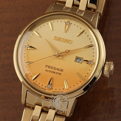 Montre femme Seiko Presage Automatic SRE018J1, cadran doré, boîtier en acier inoxydable doré – Design classique et élégant Homme SEIKO 