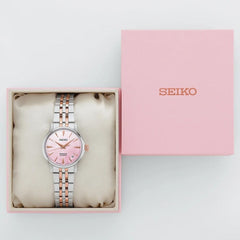 Montre femme Seiko Presage Automatic SRPM06J1, cadran rose, boîtier bicolore en acier inoxydable – Édition limitée au design élégant Homme SEIKO 