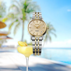 Montre femme Seiko Presage Cocktail Time « Frozen Daiquiri » SRPL64J1, cadran doré, boîtier bicolore en acier inoxydable – Automatique, design élégant Homme SEIKO 