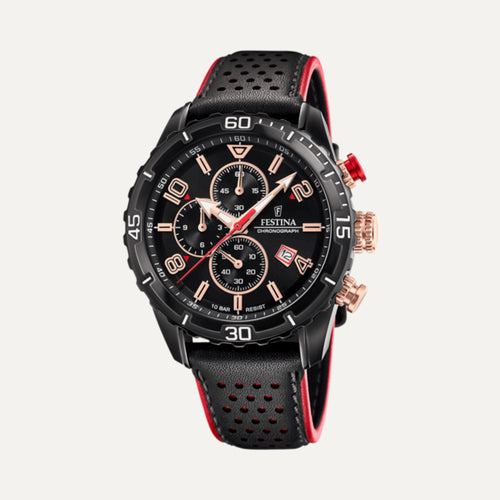 Montre Homme Festina Chrono Sport F20519/4 en Cuir Noir et Rouge Montres Festina 