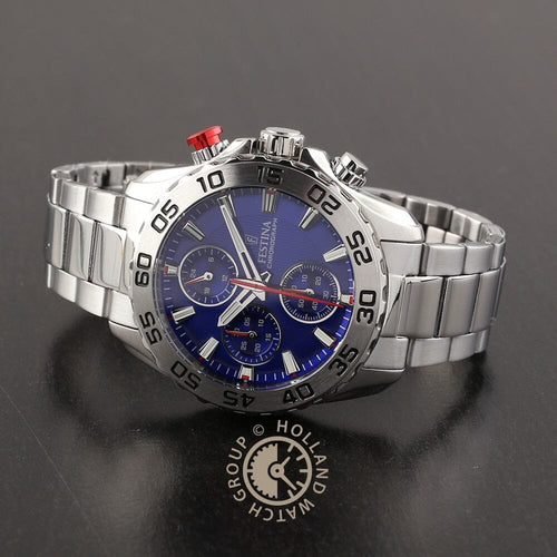 Montre homme Festina F20457/2, cadran bleu, bracelet en acier inoxydable, chronographe, affichage de la date, mouvement à quartz, design sport Homme FESTINA 