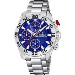 Montre homme Festina F20457/2, cadran bleu, bracelet en acier inoxydable, chronographe, affichage de la date, mouvement à quartz, design sport Homme FESTINA 