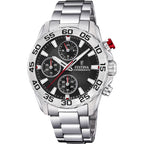 Montre homme Festina F20457/3, cadran noir, bracelet en acier inoxydable, chronographe, affichage de la date, mouvement à quartz, design sport Homme FESTINA 