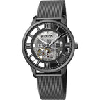 Montre homme Festina F20535/1 à cadran squelette, bracelet en maille d'acier inoxydable, mouvement automatique, design cœur ouvert, style classique et élégant. Homme FESTINA 