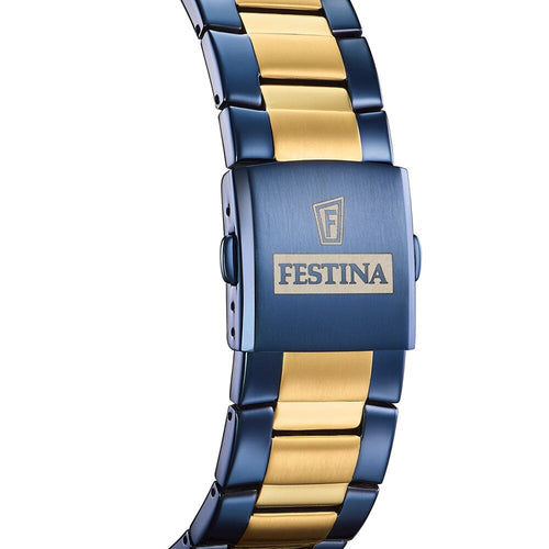 Montre homme Festina F20564/1 à cadran bleu, bracelet bicolore en acier inoxydable, chronographe, affichage de la date, mouvement à quartz, design sport-chic Homme FESTINA 