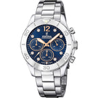 Montre homme Festina F20603/3, cadran bleu, bracelet en acier inoxydable, chronographe, affichage de la date, mouvement à quartz, design sport classique. Homme FESTINA 