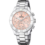 Montre homme Festina F20603/7, cadran or rose, bracelet en acier inoxydable, chronographe, affichage de la date, mouvement à quartz, design sport élégant. Homme FESTINA 