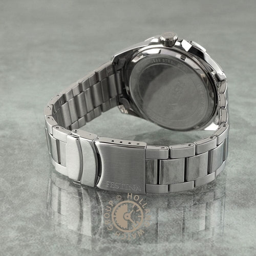 Montre homme Festina F20623/4, cadran noir, bracelet en acier inoxydable, chronographe, affichage de la date, mouvement à quartz, design sport classique. Homme FESTINA 