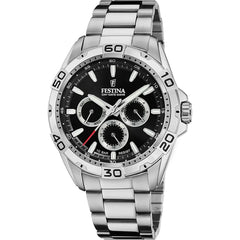 Montre homme Festina F20623/4, cadran noir, bracelet en acier inoxydable, chronographe, affichage de la date, mouvement à quartz, design sport classique. Homme FESTINA 