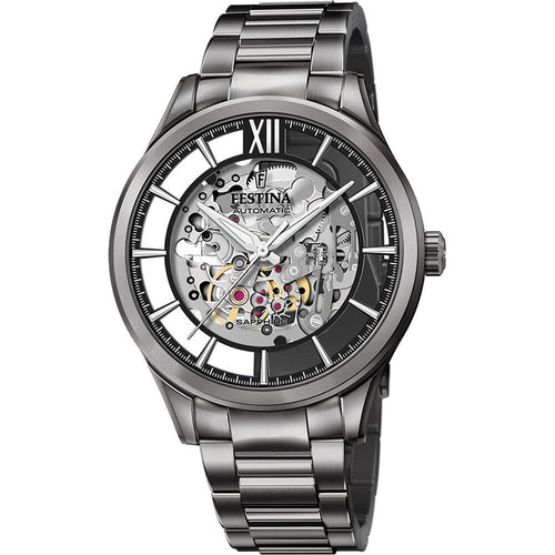 Montre homme Festina F20632/1 à cadran squelette, bracelet en acier inoxydable, mouvement automatique, design cœur ouvert, style classique et luxueux Homme FESTINA 