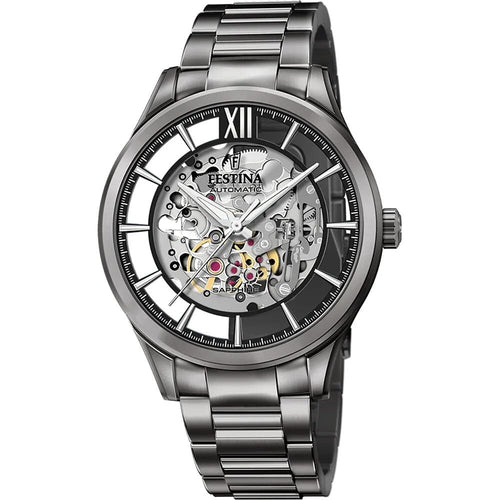 Montre homme Festina F20632/1 à cadran squelette, bracelet en acier inoxydable, mouvement automatique, design cœur ouvert, style classique et luxueux Homme FESTINA 