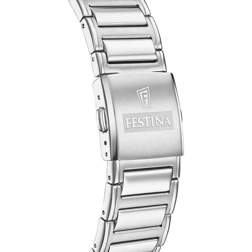 Montre homme Festina F20635/4, cadran noir, bracelet carré en acier inoxydable, chronographe, affichage de la date, mouvement à quartz, design classique et élégant. Homme FESTINA 