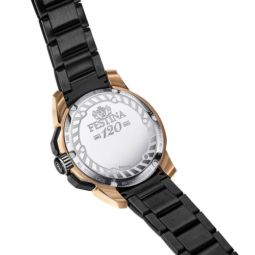 Montre homme Festina F20645/1, cadran noir, bracelet en acier inoxydable noir et or, chronographe, affichage de la date, mouvement à quartz, design sport-chic Homme FESTINA 