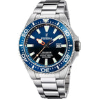 Montre homme Festina F20663/1, cadran bleu, bracelet en acier inoxydable, affichage de la date, mouvement à quartz, style plongeur, design sportif. Homme FESTINA 