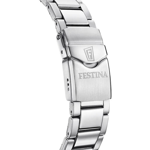 Montre homme Festina F20663/2, cadran vert, bracelet en acier inoxydable, affichage de la date, mouvement à quartz, style plongeur, design sportif. Homme FESTINA 