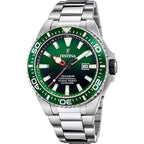 Montre homme Festina F20663/2, cadran vert, bracelet en acier inoxydable, affichage de la date, mouvement à quartz, style plongeur, design sportif. Homme FESTINA 