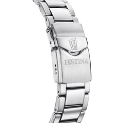 Montre homme Festina F20663/3, cadran noir, bracelet en acier inoxydable, affichage de la date, mouvement à quartz, style plongeur, design sportif. Homme FESTINA 