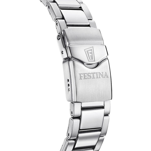 Montre homme Festina F20663/3, cadran noir, bracelet en acier inoxydable, affichage de la date, mouvement à quartz, style plongeur, design sportif. Homme FESTINA 