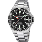 Montre homme Festina F20663/3, cadran noir, bracelet en acier inoxydable, affichage de la date, mouvement à quartz, style plongeur, design sportif. Homme FESTINA 