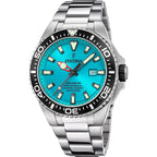 Montre homme Festina F20663/5, cadran turquoise, bracelet en acier inoxydable, affichage de la date, mouvement à quartz, style plongeur, design sportif. Homme FESTINA 