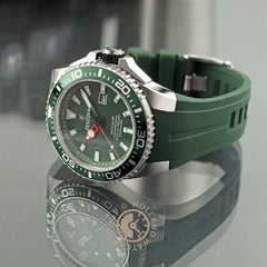 Montre homme Festina F20664/2, cadran vert, boîtier en acier inoxydable, bracelet en silicone vert, affichage de la date, mouvement à quartz, style plongeur, design sportif. Homme FESTINA 