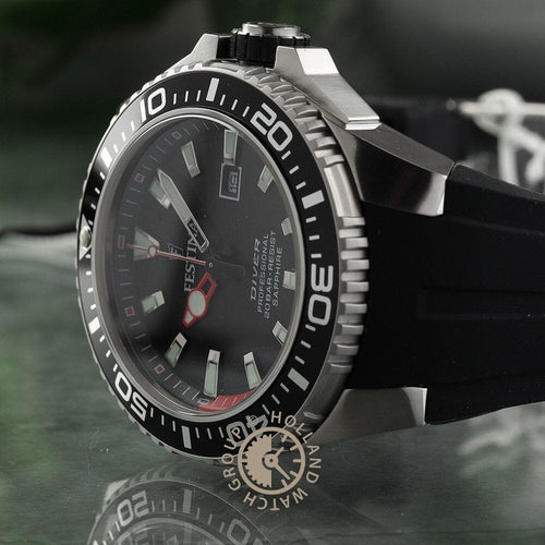 Montre homme Festina F20664/3, cadran noir, boîtier en acier inoxydable, bracelet en silicone noir, affichage de la date, mouvement à quartz, style plongée sportive Homme FESTINA 