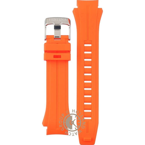 Montre homme Festina F20664/4, cadran orange, boîtier en acier inoxydable, bracelet en silicone orange, affichage de la date, mouvement à quartz, style plongeur, design sportif. Homme FESTINA 