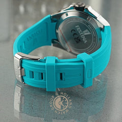Montre homme Festina F20664/5, cadran turquoise, boîtier en acier inoxydable, bracelet en silicone turquoise, affichage de la date, mouvement à quartz, style plongeur, design sportif. Homme FESTINA 
